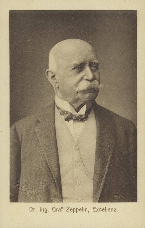 Graf Ferdinand von Zeppelin, tysk luftskeppsdesigner och konstruktör (s/v foto) av Photographer German