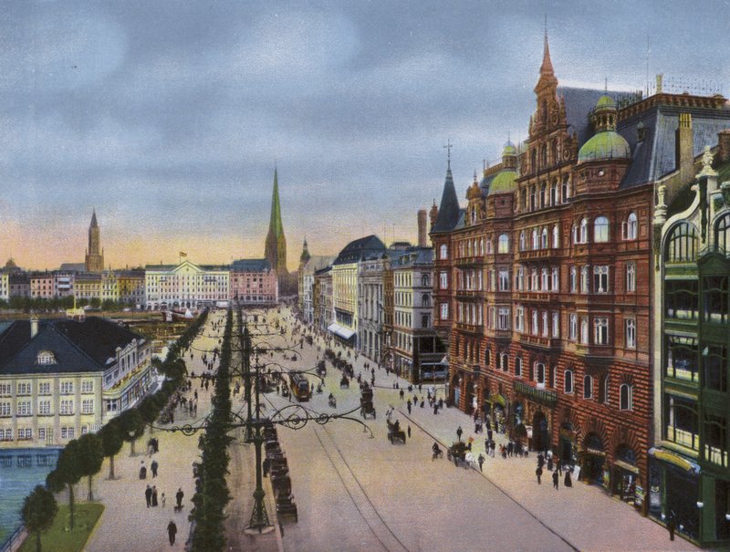 Hamburg: Jungfernstieg med Alsterdamm (foto) av Photographer German