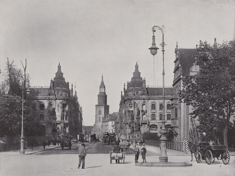 Kaiser Wilhelm Bridge och Kaiser Wilhelm Street (s/v foto) av Photographer German