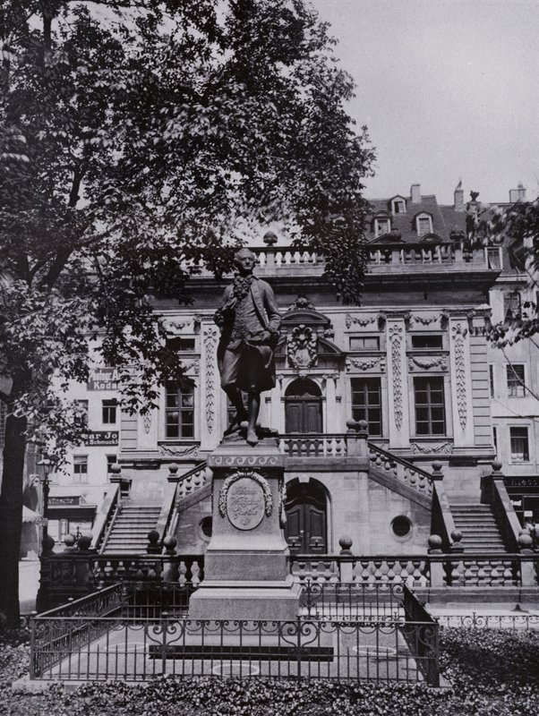Leipzig: Goethe-monumentet på Naschmarkt (s/v foto) av Photographer German