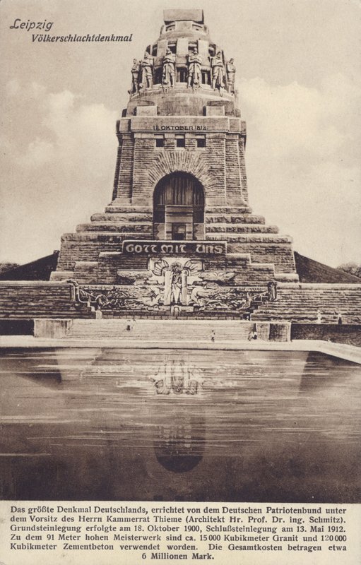 Monument till slaget om nationerna (1813), Leipzig, Tyskland (s/v foto) av Photographer German