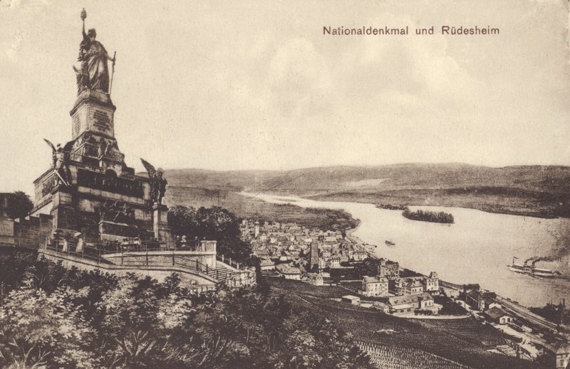 Nationaldenkmal, monument till minne av Tysklands enande, Rudesheim am Rhein, Hessen (s/v foto) av Photographer German