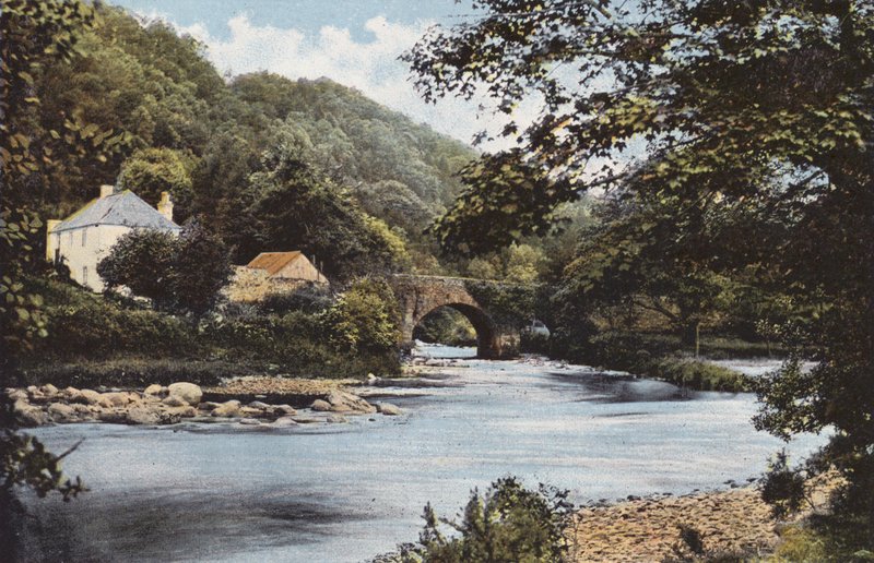Irland: The Meeting of the Waters, In the Vale of Avoca, County Wicklow (färgad bild) av Photographer Irish
