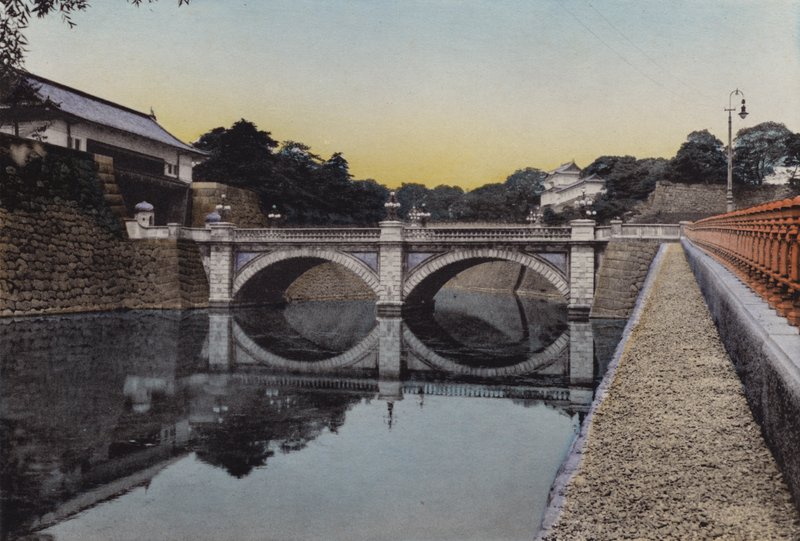 Japan, c.1912: Ingång till det kejserliga palatset, Tokyo; Där Shoguns slott brukade stå i tiden för feodalt system (foto) av Photographer Japanese