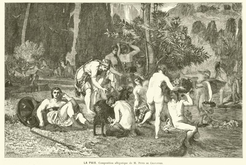 Peace (gravyr) av Pierre (after) Puvis de Chavannes