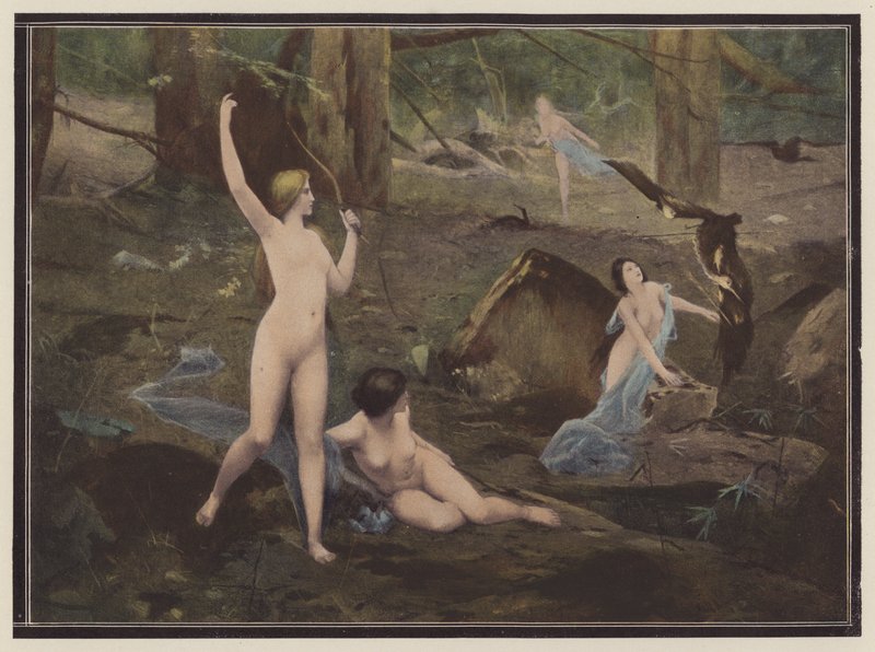 Jägarna (färg litho) av Pierre Bellet