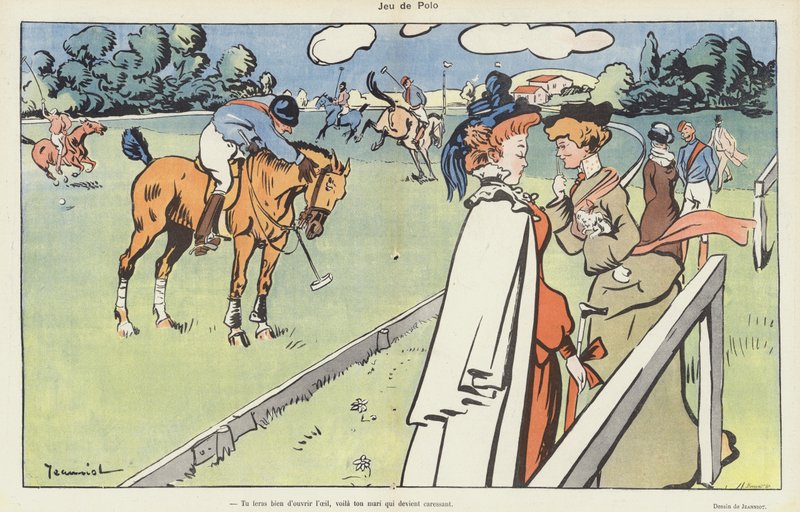 Ett parti polo. Illustration för Le Rire av Pierre Georges Jeanniot