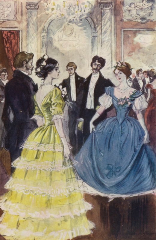 Jag uppfattade Marguerite dansa med Comte de N (färg litho) av Pierre Georges Jeanniot