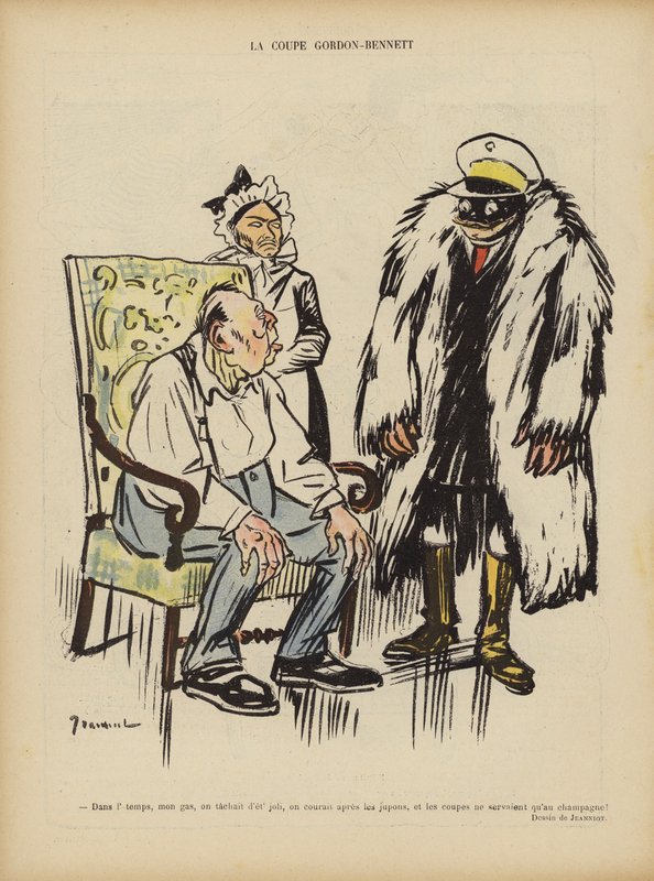 Gordon Bennett Cup. Illustration för Le Rire av Pierre Georges Jeanniot