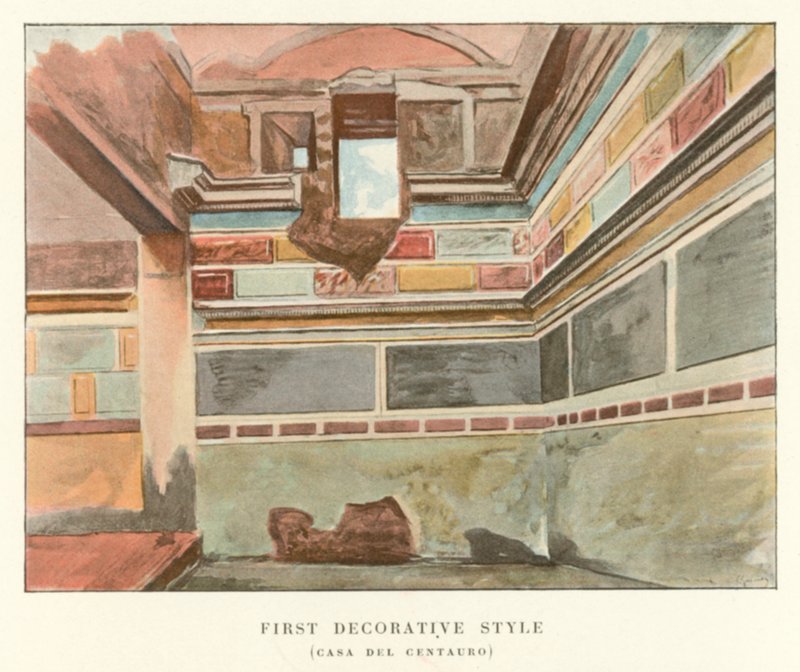 Första dekorativa stilen, Casa Del Centuaro (färg litho) av Pierre Gusman