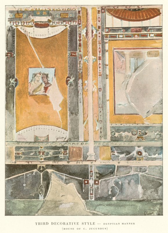 Tredje dekorativ stil, egyptiskt sätt, House of C Jugundus (färg litho) av Pierre Gusman