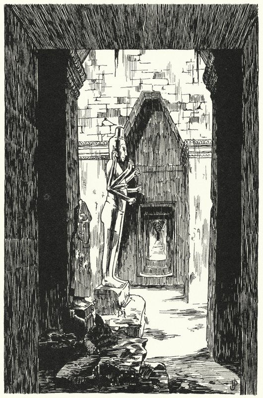 Jätte Vishnu i en sidoingång, Angkor Vat (gravyr) av Pierre Jeannerat de Beerski