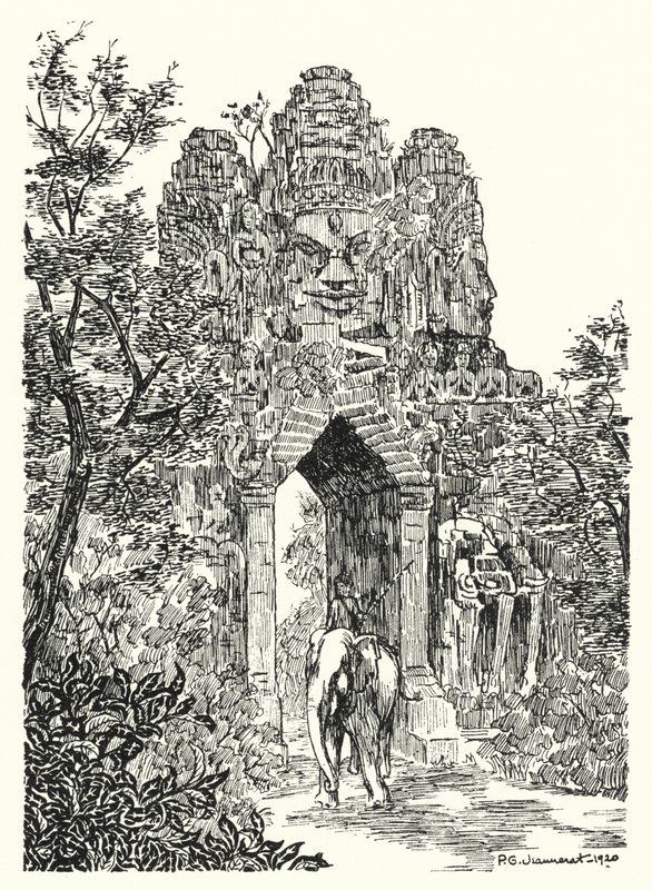 Angkor-Thoms norra port (gravyr) av Pierre Jeannerat de Beerski