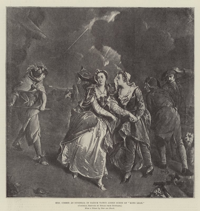 Mrs Cibber som Cordelia i Nahum Tates tilläggsscen av King Lear av Pieter van Bleeck