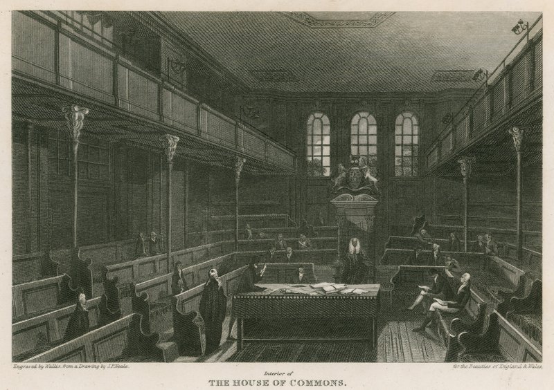 Interiör i underhuset, Westminster, London av Pieter Jansz. Quast