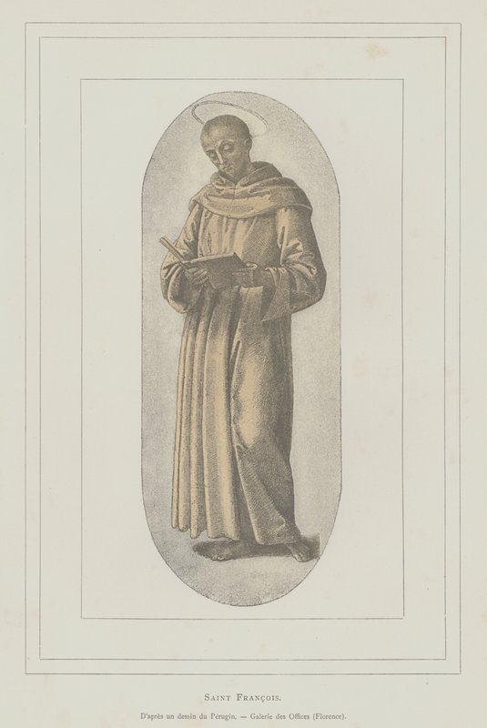 St Francis av Assisi (litho) av Pietro (after) Perugino