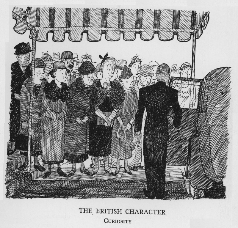 Den brittiska karaktären, nyfikenhet (litho) av Pont