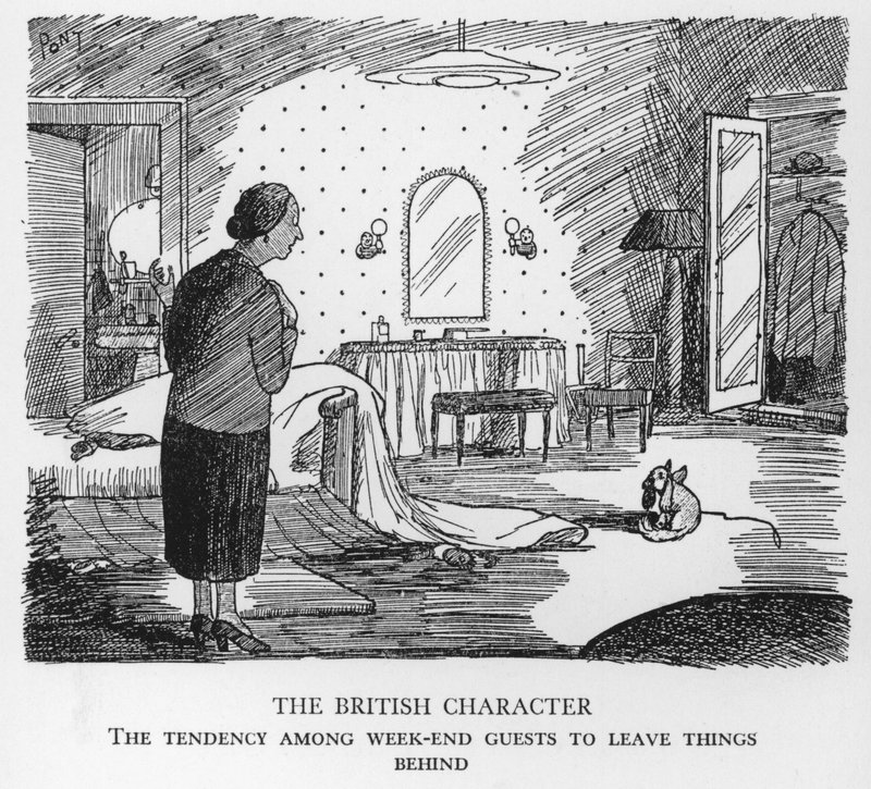 The British Character, Tendensen bland helggäster att lämna saker bakom sig (litho) av Pont