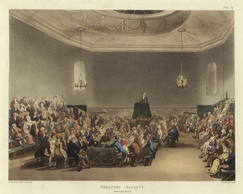 Debattsällskapet av Pugin and Rowlandson