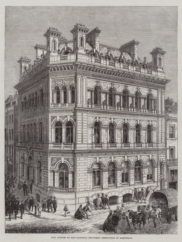 Nya kontor för National Provident Institution i Eastcheap av R. Dudley