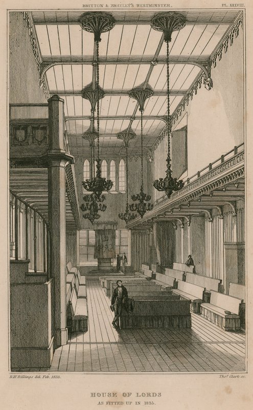 House of Lords, Westminster, London, som inrättats 1835 av R. W. Billings