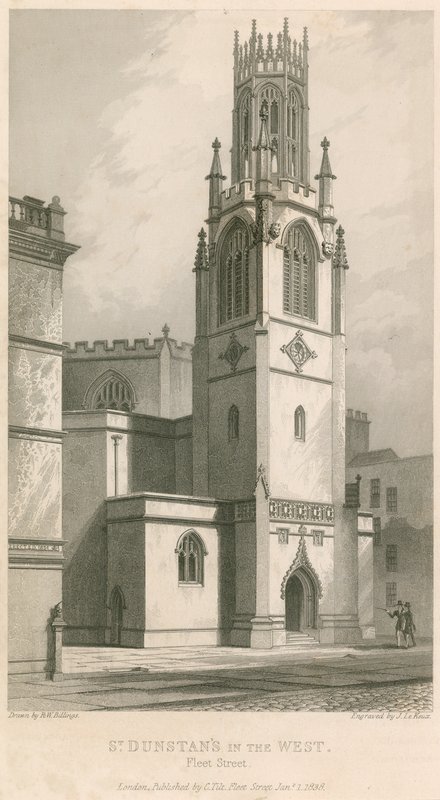 St Dunstans i väst; St Dunstans kyrka, Fleet Street, London av R. W. Billings