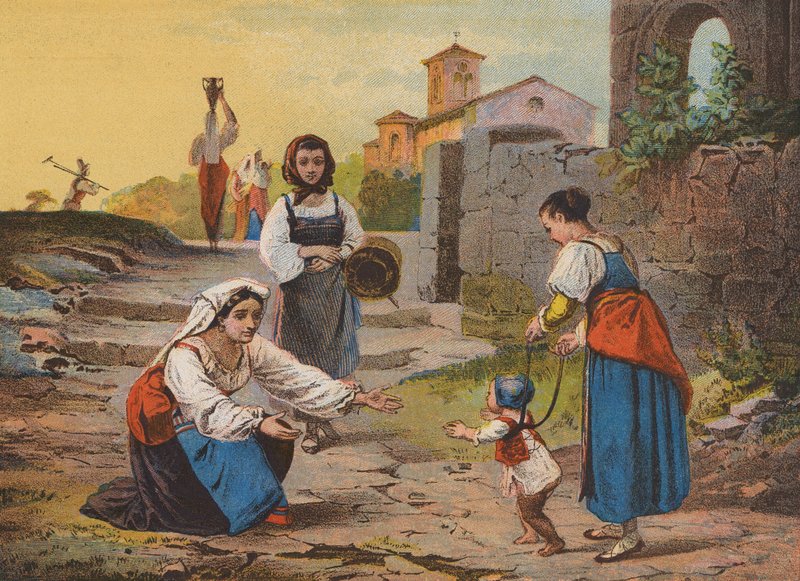 Återkomst från fälten (färglitografi) av Raffaele (after) Casnedi