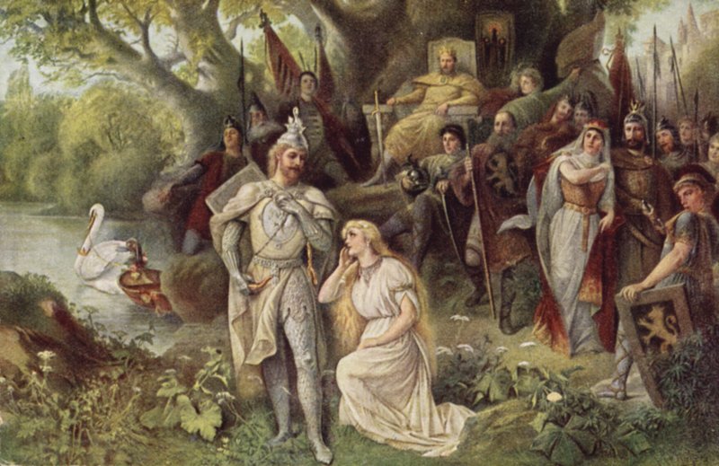 Scen från Richard Wagners opera, "Lohengrin" av Raimund Ritter Von Brennerstein Wichera