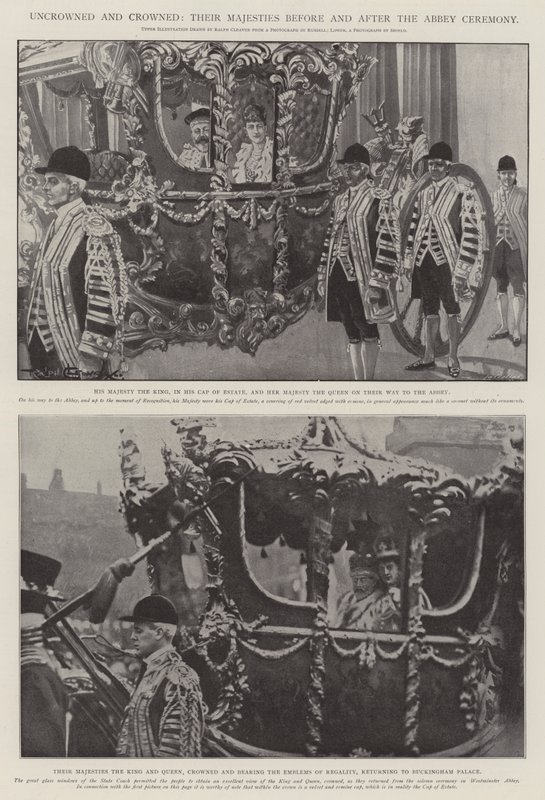 Okrönta och krönta, deras majestäter före och efter klosterceremonin av Ralph Cleaver
