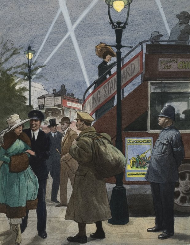 London under första världskriget (gouache på papper) av Ralph Bruce