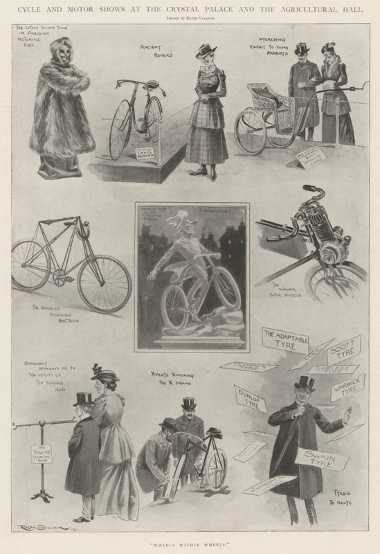 Cykel- och bilmässor i Crystal Palace och Lantbrukshallen av Ralph Cleaver