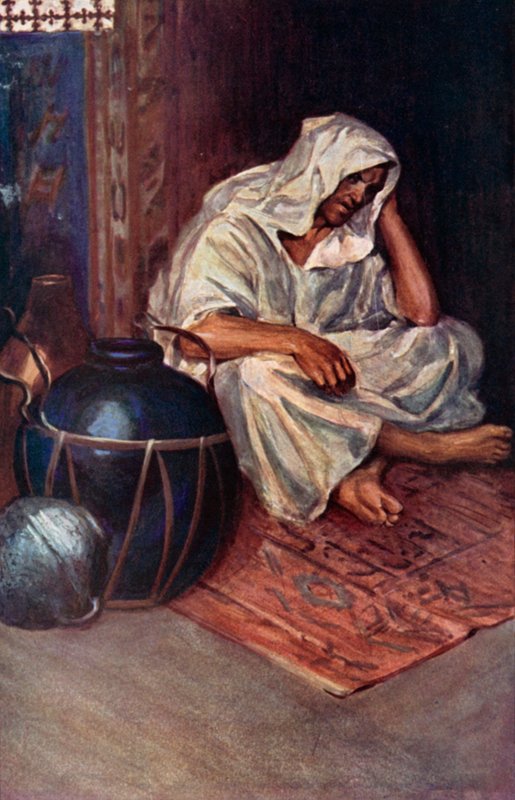 Illustration för Robinson Crusoe av Daniel Defoe (färg litho) av Ralph Noel Pocock