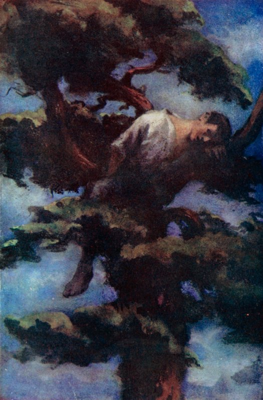Illustration för Robinson Crusoe av Daniel Defoe (färg litho) av Ralph Noel Pocock