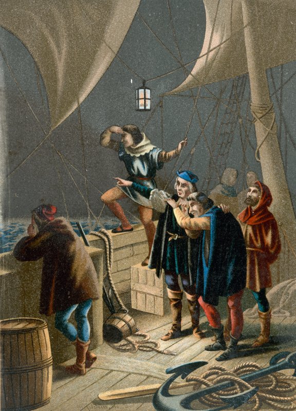 Columbus ser ett ljus som indikerar landets närhet av Ramon Puiggari