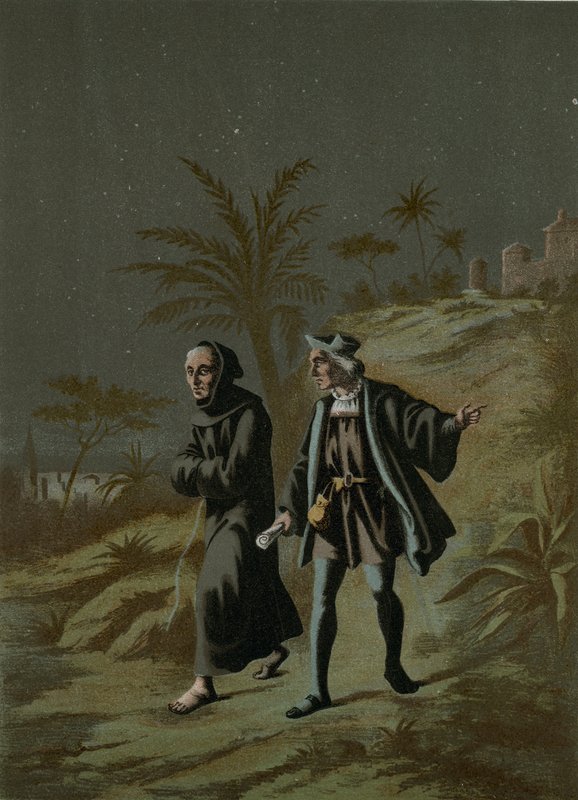 Columbus med Prior av La Rabida åker till Palos av Ramon Puiggari