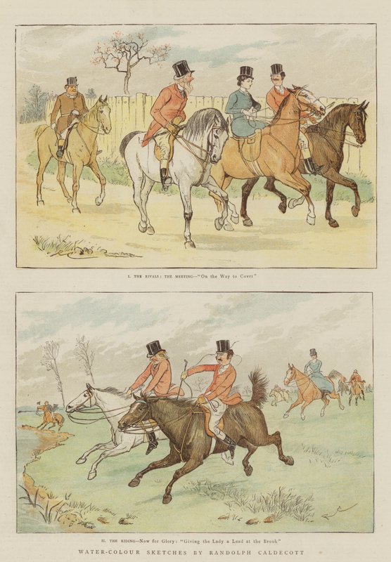Vattenfärgskisser (chromolitho) av Randolph Caldecott