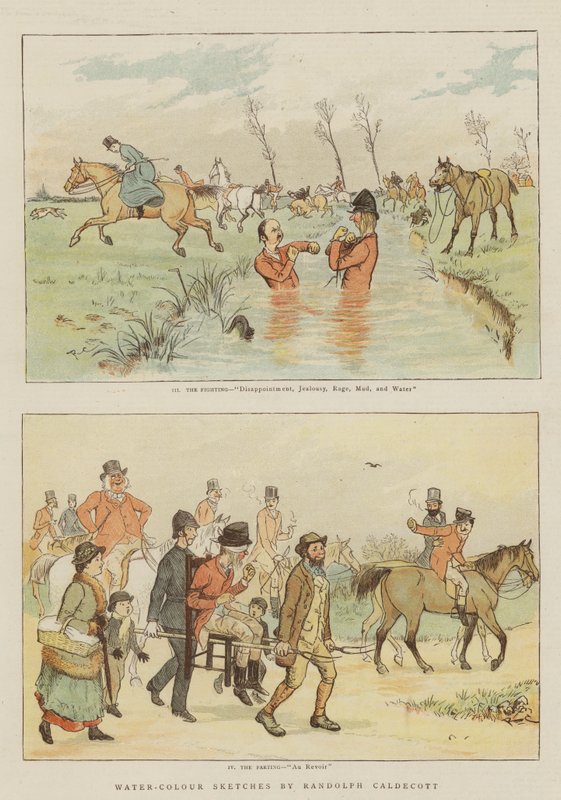 Vattenfärgskisser (chromolitho) av Randolph Caldecott