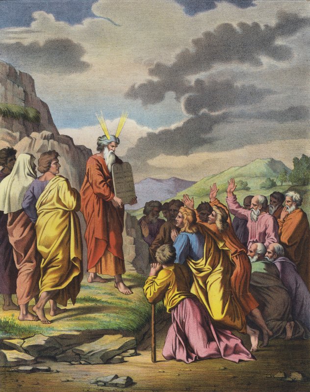Moses överlämnade de tio budorden till sitt folk av Raffaello Sanzio Raphael
