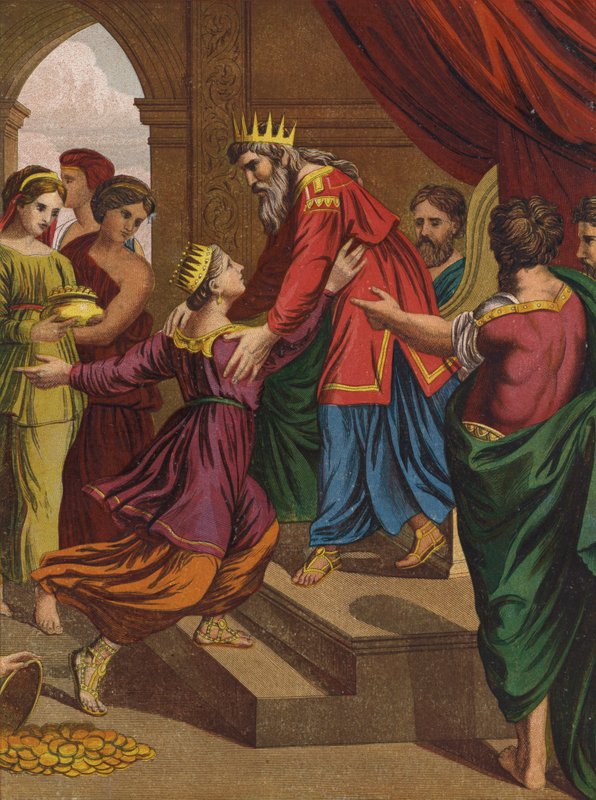 Drottningen av Sabas besök i Salomo av after Raphael