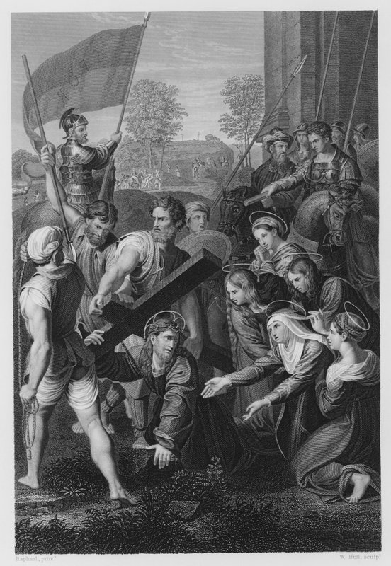 Att bära korset (gravyr) av after Raphael