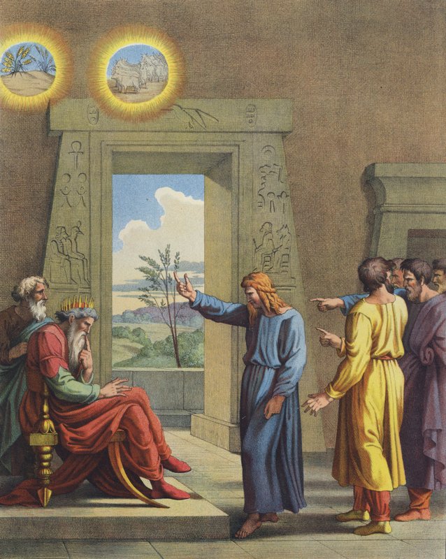 Josef tolkar Faraos drömmar (färg litho) av after Raphael