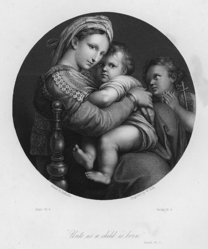 Den heliga familjen, Jesaja IX, 6 (gravyr) av after Raphael