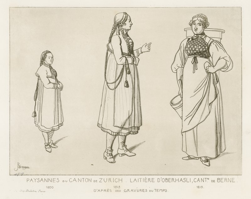 Bönder från kantonen Zürich och mjölkerskor från Oberhasli i kantonen Bern. av Raphael Jacquemin