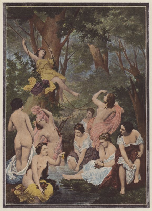 Badgästerna (färg litho) av Raymond Quinsac (after) Monvoisin