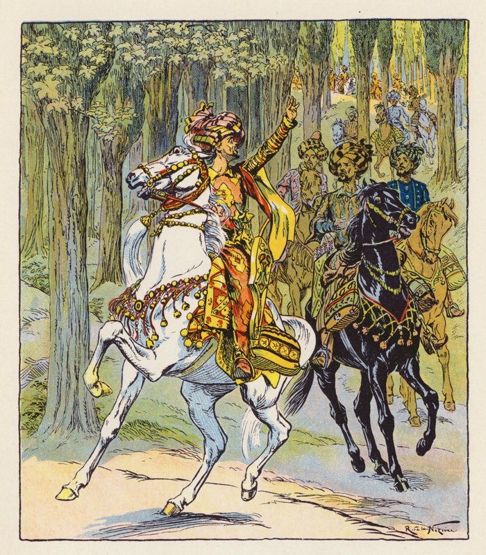 Les Mille et Une Nuits / Tusen och en natt (färglitografi) av Raymond de la Neziere