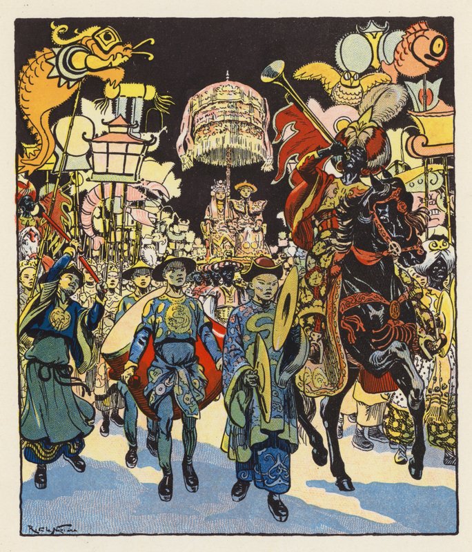 Les Mille et Une Nuits / Tusen och en natt (färglitografi) av Raymond de la Neziere