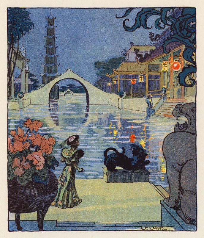 Les Mille et Une Nuits / Tusen och en natt (färglitografi) av Raymond de la Neziere