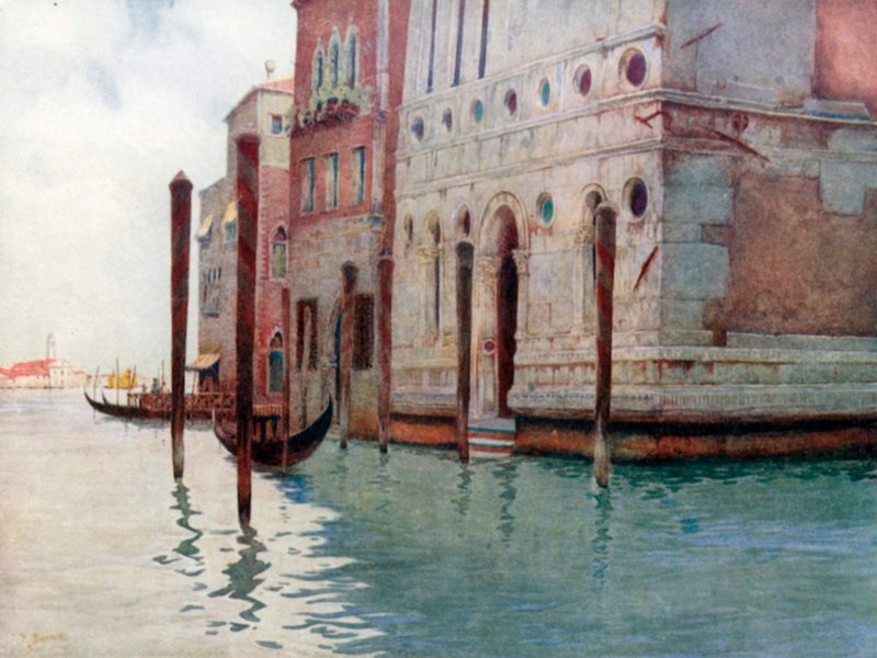 Hörnet av Palazzo Dario (färglitografi) av Reginald Barratt