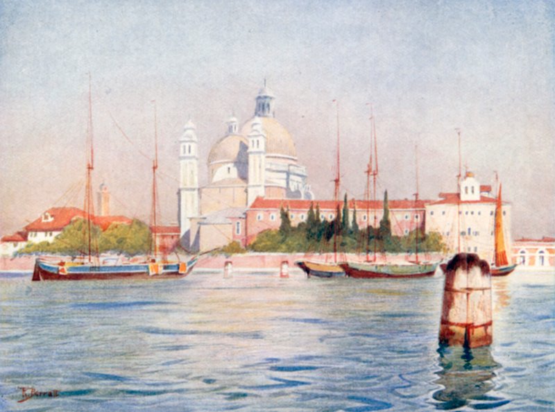 Santa Maria Della Salute (färglitografi) av Reginald Barratt