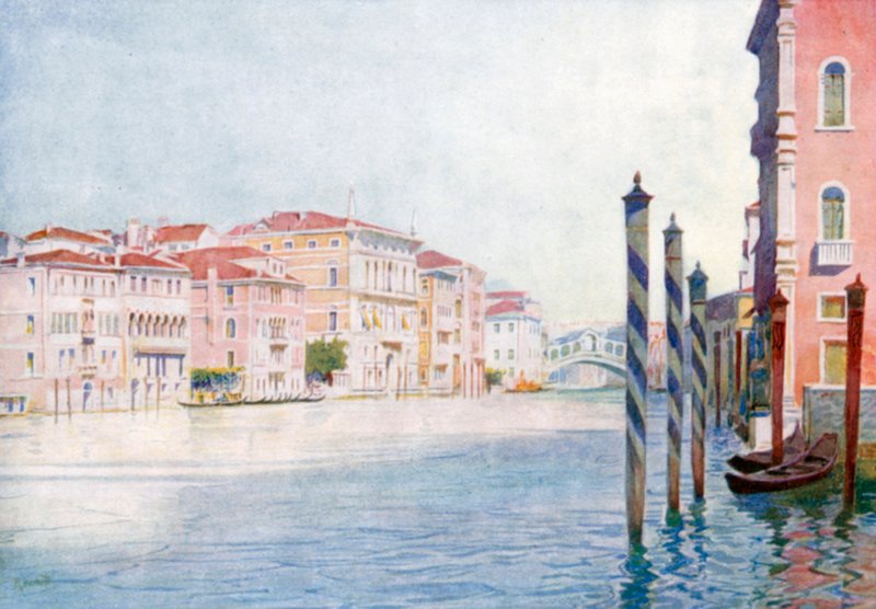 Utsikt över Canal Grande från San Angelo (färglitografi) av Reginald Barratt